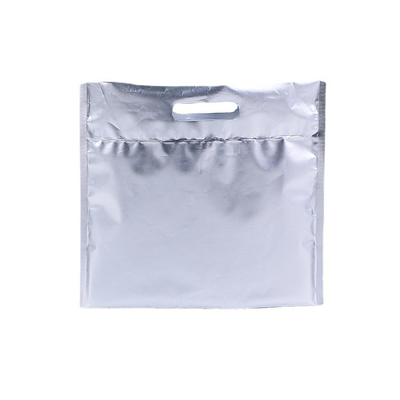 हैंडल के साथ डिस्पोजेबल प्लास्टिक एल्युमिनियम फॉयल जिपर फूड थर्मल कूलर बैग