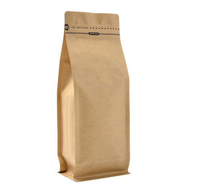 16oz 1lb Kraft Stand Up Side Gusset Ziplock Paper Bag With Pull Tab Zipper